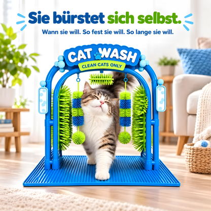Katzen-Bürstenbogen – sie bürstet sich selbst