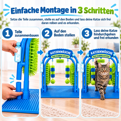 Katzen-Bürstenbogen – sie bürstet sich selbst